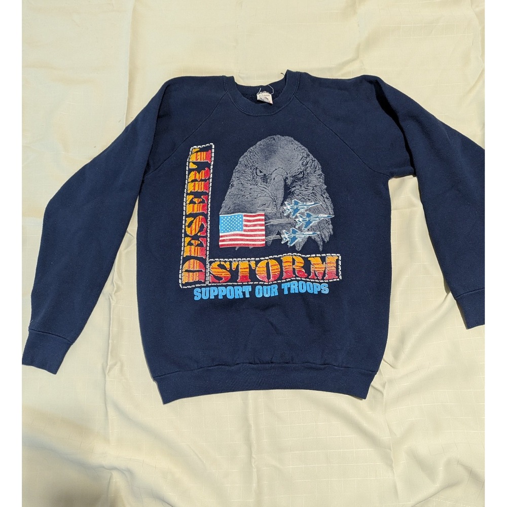Vintage Desert Storm Size XL Sweatshirt Made In USA Military Eagle 90s Graphic